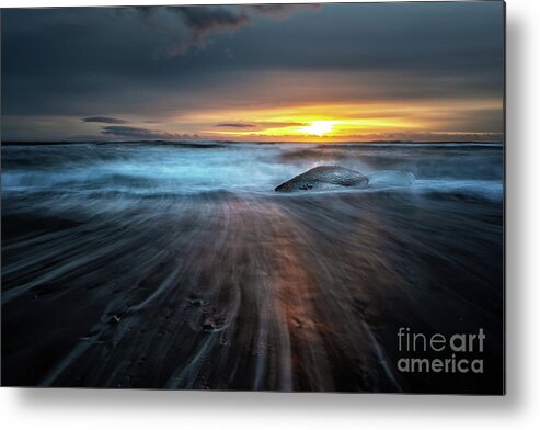 Beach Metal Print featuring the photograph Sunrise on Diamond Beach, Southeast Iceland. by Jane Rix