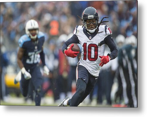 Deandre Hopkins Metal Print featuring the photograph Houston Texans v Tennessee Titans #4 by Ronald C. Modra