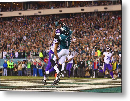 Playoffs Metal Print featuring the photograph NFC Championship - Minnesota Vikings v Philadelphia Eagles #4 by Mitchell Leff