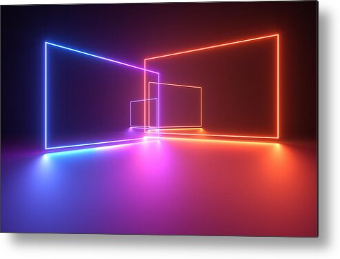 Rectangle Metal Print featuring the photograph 3D rendering exhibition background #47 by Yuanyuan Yan