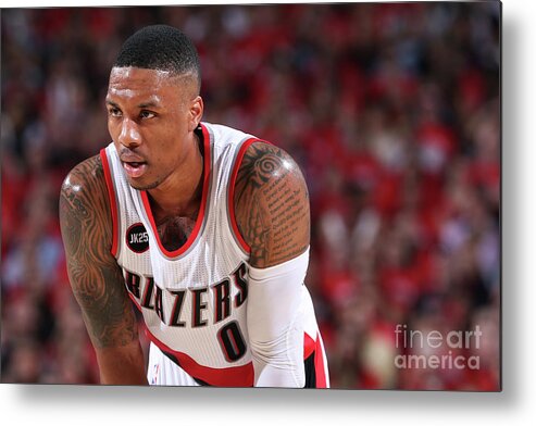 Playoffs Metal Print featuring the photograph Damian Lillard #5 by Sam Forencich