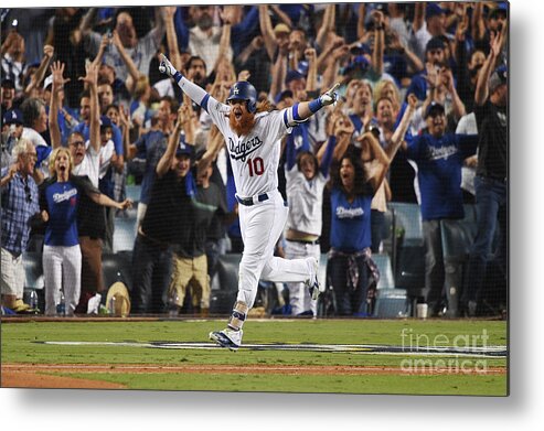 Game Two Metal Print featuring the photograph Justin Turner by Kevork Djansezian
