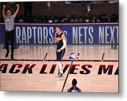 Luka Doncic Metal Print featuring the photograph Los Angeles Clippers v Dallas Mavericks - Game Four #5 by David Dow