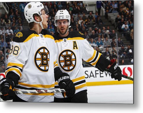 People Metal Print featuring the photograph Boston Bruins v San Jose Sharks #6 by Rocky W. Widner/NHL