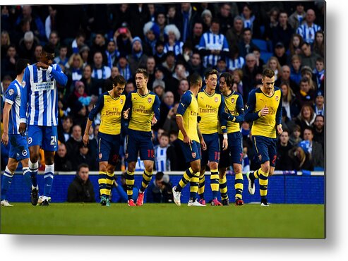 Celebration Metal Print featuring the photograph Brighton & Hove Albion v Arsenal - FA Cup Fourth Round #6 by Mike Hewitt