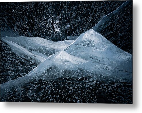 Fog Metal Print featuring the photograph Texture Of Frozen Lake #6 by Julieta Belmont