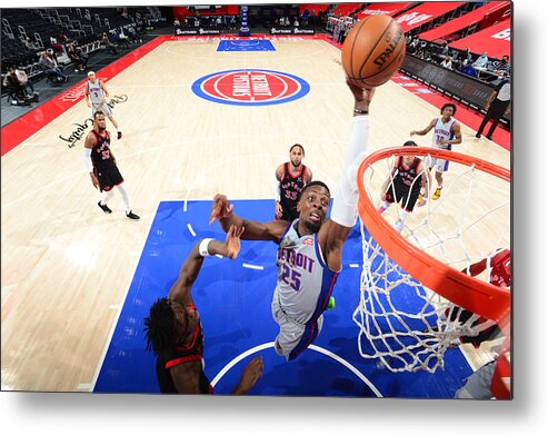 Nba Pro Basketball Metal Print featuring the photograph Toronto Raptors v Detroit Pistons by Chris Schwegler
