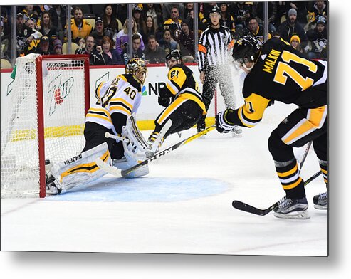 People Metal Print featuring the photograph Boston Bruins v Pittsburgh Penguins #7 by Matt Kincaid