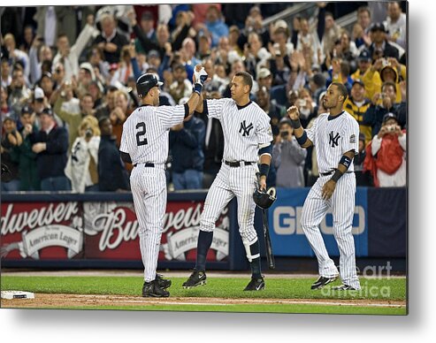 People Metal Print featuring the photograph Lou Gehrig and Derek Jeter #7 by Icon Sports Wire