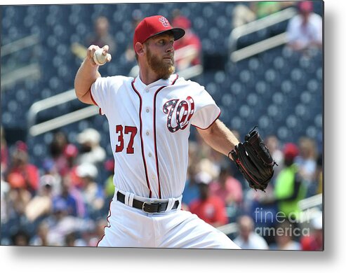 American League Baseball Metal Print featuring the photograph Stephen Strasburg #7 by Greg Fiume