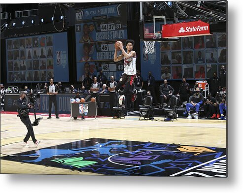 Anfernee Simons Metal Print featuring the photograph 2021 NBA All-Star - AT&T Slam Dunk Contest #8 by Nathaniel S. Butler