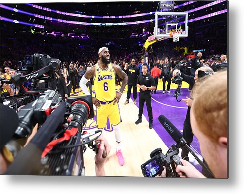 Lebron James Metal Print featuring the photograph Kareem Abdul-jabbar and Lebron James #8 by Nathaniel S. Butler