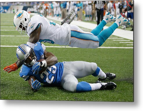 People Metal Print featuring the photograph Miami Dolphins v Detroit Lions #8 by Joe Robbins