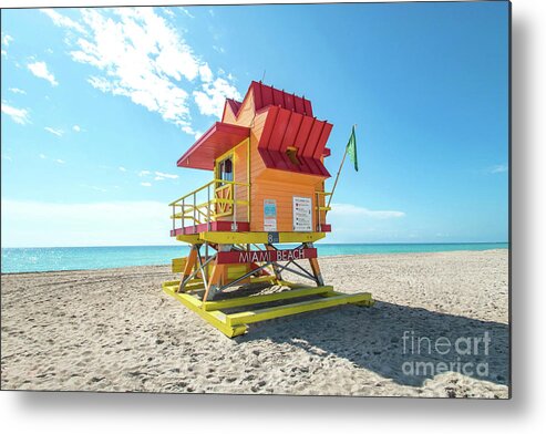 Atlantic Metal Print featuring the photograph 8th Street Lifeguard Tower South Beach Miami, Florida by Beachtown Views