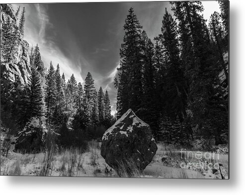 Landscape Metal Print featuring the photograph A Boulder in Snow by Seth Betterly