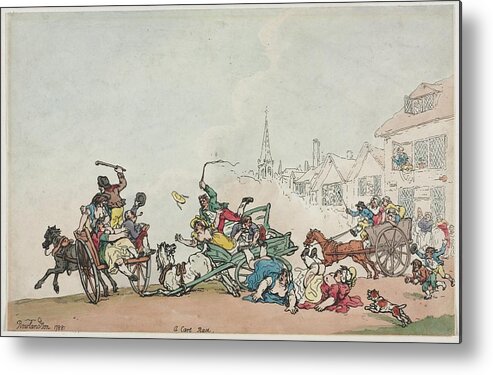 A Cart Race 1788 After Thomas Rowlandson British 1756 1827 Metal Print featuring the painting A Cart Race 1788 after Thomas Rowlandson British 1756 1827 by MotionAge Designs