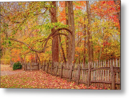 Oconaluftee Metal Print featuring the photograph A Crooked Old Fence in the Shadow of Fall by Marcy Wielfaert