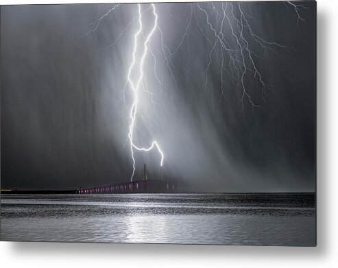 Sunshineskywaybridge Metal Print featuring the photograph A Dark and Stormy Night by Justin Battles