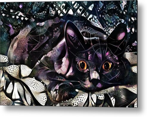 Grey Cat Metal Print featuring the digital art A Gray Cat Named Oscar by Peggy Collins