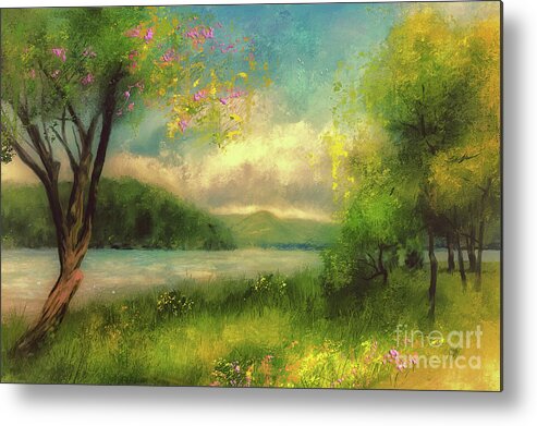 Spring Metal Print featuring the digital art A Soft Spring Day by Lois Bryan