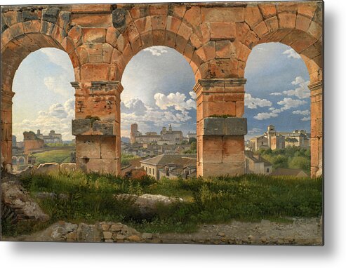 Christoffer Wilhelm Eckersberg Metal Print featuring the painting A View through Three of the North-Western Arches of the Third Storey of the Coliseum by Christoffer Wilhelm Eckersberg