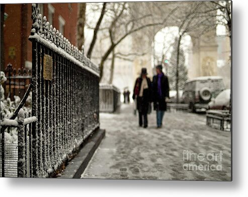 Washington Square Park Metal Print featuring the photograph A Winter Walk to Washington Square Park by Afinelyne