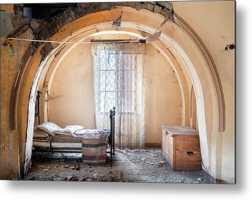 Abandoned Metal Print featuring the photograph Abandoned Bedroom in Decay by Roman Robroek
