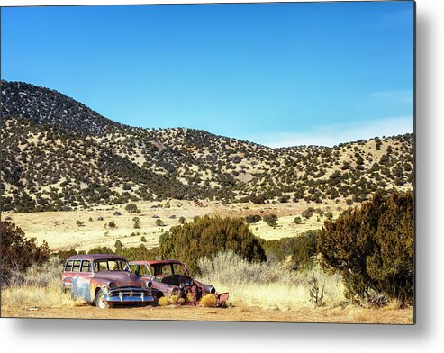 Ghost Town Metal Print featuring the photograph Abandoned Cars - White Oaks Ghost Town by Susan Rissi Tregoning