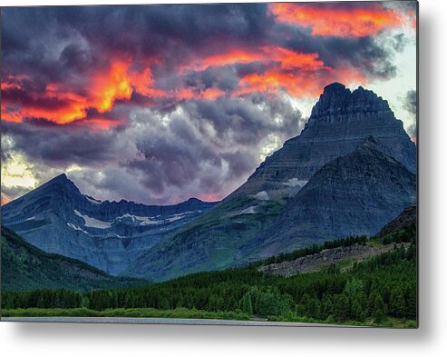 Swiftcurrent Lake Metal Print featuring the photograph Ablaze by Darlene Bushue