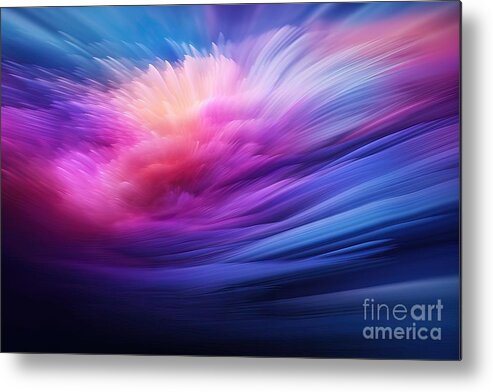 Abstract Metal Print featuring the painting Abstract light effect texture blue pink purple wallpaper 3D rendering by N Akkash