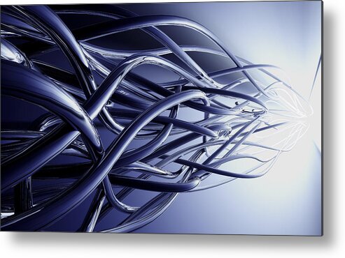 Curve Metal Print featuring the drawing Abstract squiggly lines (Digital) by Chad Baker