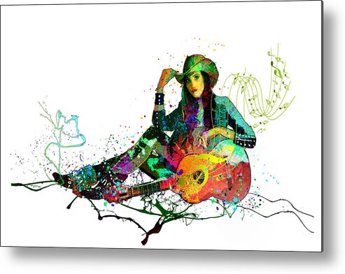 Watercolour Metal Print featuring the mixed media Acoustic Guitar Passion by Miki De Goodaboom