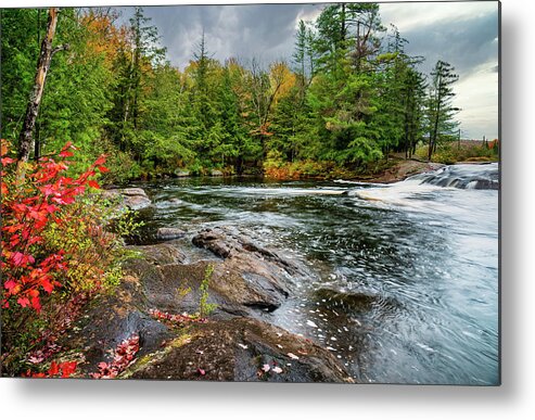 Fall Metal Print featuring the photograph Adirondacks Autumn at Bog River Falls 2 by Ron Long Ltd Photography