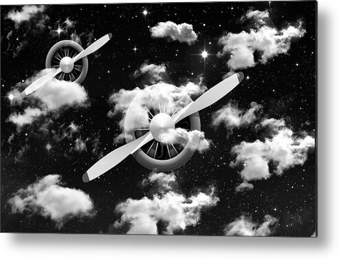 Plane Metal Print featuring the mixed media Airplane Fantasy by Marvin Blaine