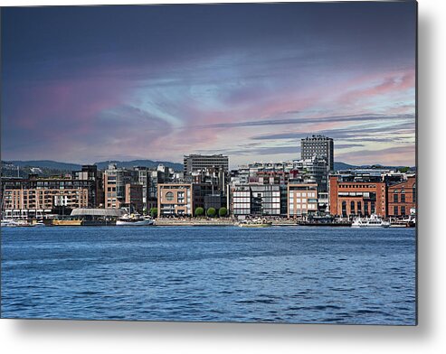 Oslo Metal Print featuring the photograph Akerbrygge district of Oslo. by Bernhard Schaffer