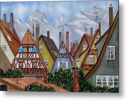 Alps Metal Print featuring the painting Alpine Burbs by Joseph Burger
