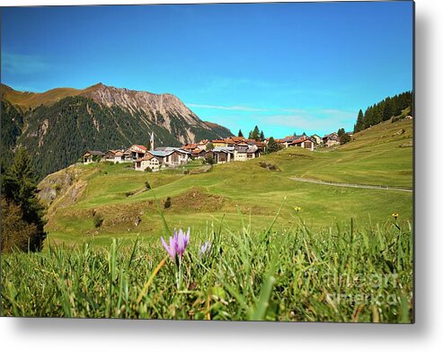 Village Metal Print featuring the photograph Alpine village Latsch by Thomas Nay