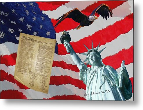 Digital America Patriotic Metal Print featuring the digital art America by Bob Shimer