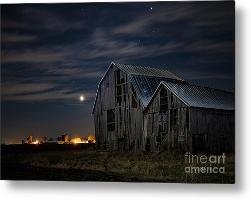 Barn Metal Print featuring the photograph An old friend and the moon by Eric Curtin