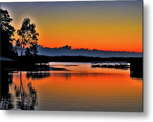 Lake Metal Print featuring the photograph An Orange Glassy Sunrise by Ed Williams