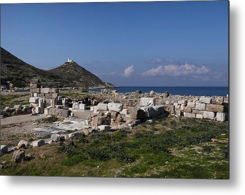 Aegean Turkey Metal Print featuring the photograph Ancient ruins and lighthouse at Knidos on a sunny clear day by Emreturanphoto