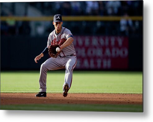 Ball Metal Print featuring the photograph Andrelton Simmons and Drew Stubbs by Justin Edmonds