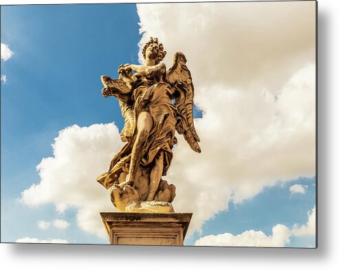 Ponte Sant'angelo Metal Print featuring the photograph Angel with the Superscription by Fabiano Di Paolo