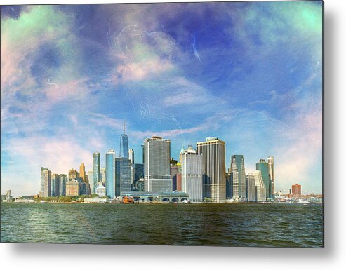 Multi-colored Metal Print featuring the photograph Angelic Skies Above Manhattan by Cate Franklyn