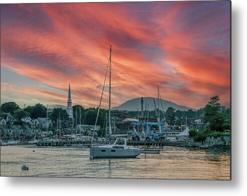 Maine Metal Print featuring the photograph Approaching the Harbor at Sundown by Marcy Wielfaert