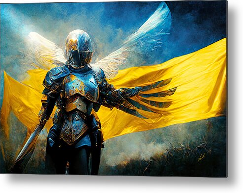 Angel Of Peace Metal Print featuring the painting Archangel of Victory by Vart
