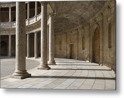 Curve Metal Print featuring the photograph Architectural photo showing Alhambra Columns, Granada, Spain by Jonathansloane