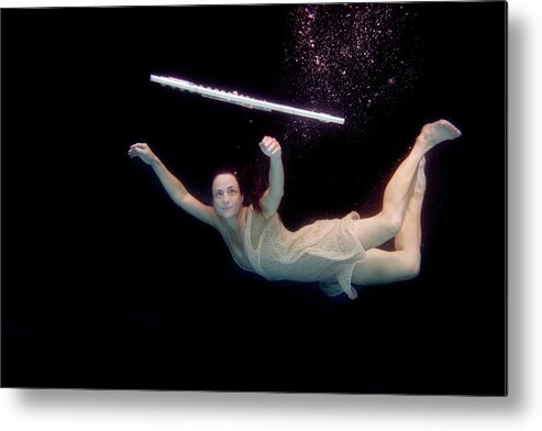 Artist Metal Print featuring the photograph Artist magically floating with her flute 61 by Dan Friend