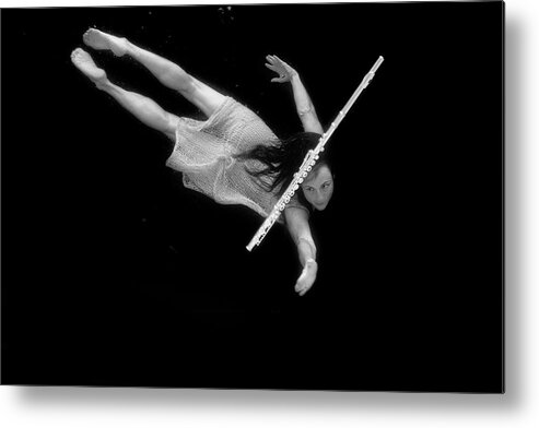 Artist Metal Print featuring the photograph Artist magically floating with her flute 72 by Dan Friend