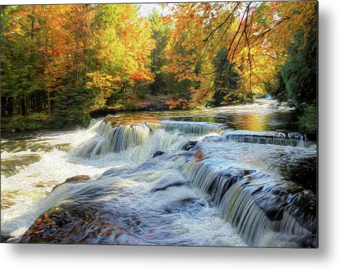 Waterfalls Metal Print featuring the photograph Painting of Autumn at the Cascades by Robert Carter